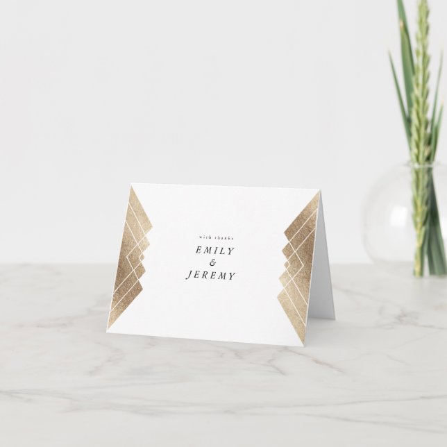 Porte d'or blanc géométrique par Carte de remercie (Devant)