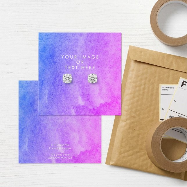 Porte d'oreille à aquarelle violet (Purple watercolor earring holder.)