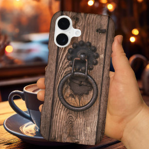 Porte en bois vintage avec étui téléphonique Knock