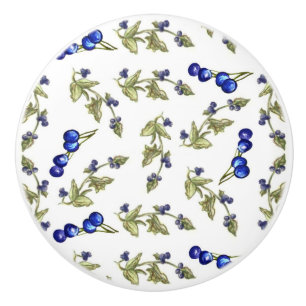 Porte En Céramique bleuets sur le bouton du tiroir de vigne