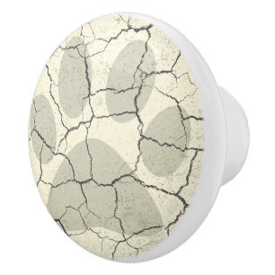 Porte En Céramique Bouton animal blanc criqué de tiroir d'empreinte