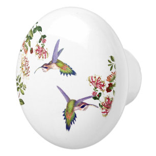 Porte En Céramique Bouton d'animal de faune de fleurs d'oiseaux de