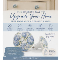 Porte En Céramique Bouton de meuble à l'hortensia bleu Décoration côt