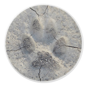 Porte En Céramique Bouton de photo d'empreinte de patte de chien