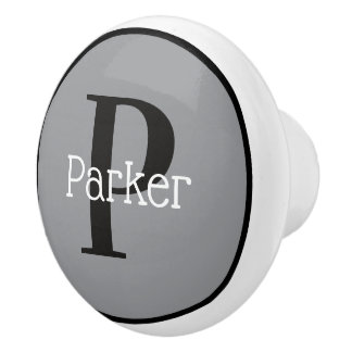 Porte En Céramique Bouton de tiroir à monogramme avec cadre noir et b