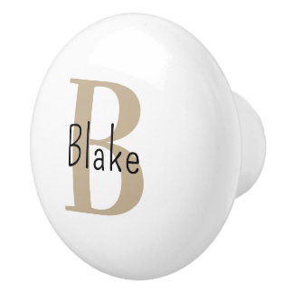 Porte En Céramique Bouton de tiroir de nom neutre avec monogramme mar