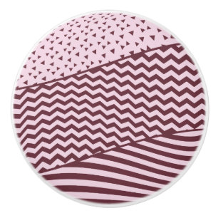 Porte En Céramique Couches - rouge foncé et pâles - rose - bouton de