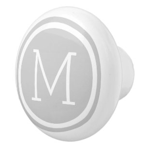 Porte En Céramique Monogramme gris Bouton de tiroir personnalisé