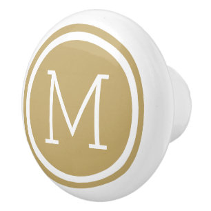 Porte En Céramique Monogramme Or - Bouton de tiroir personnalisé