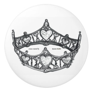 Porte En Céramique Reine argentée de bouton de diadème de couronne