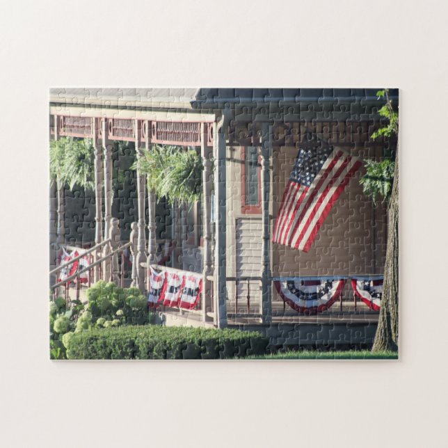 Porte et drapeaux américains couleur puzzle (Horizontal)