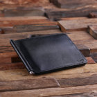 Porte-monnaie en cuir mince Noir classique Monogra