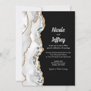 Porte Noir & Blanc Élégant Mariage Invitation