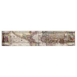 Porte-nom 1652 carte du monde, carte du monde d'atlas de mer