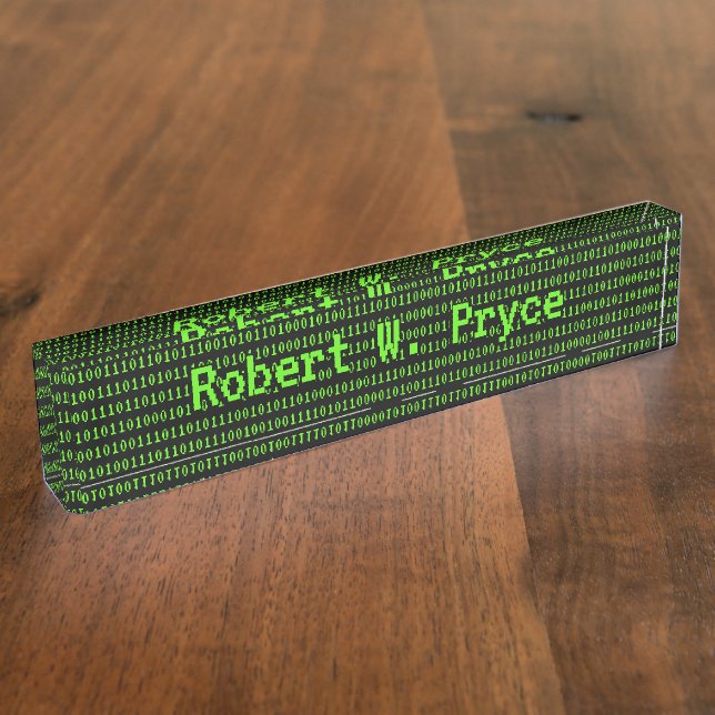 Porte-nom 1-zéros techniques Thème informatique Vert / Noir (Taille)