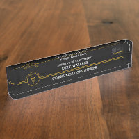 911 Dispatcher Thin Gold Lines Flag Desk