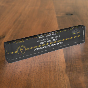 Porte-nom 911 Dispatcher Thin Gold Lines Flag Desk