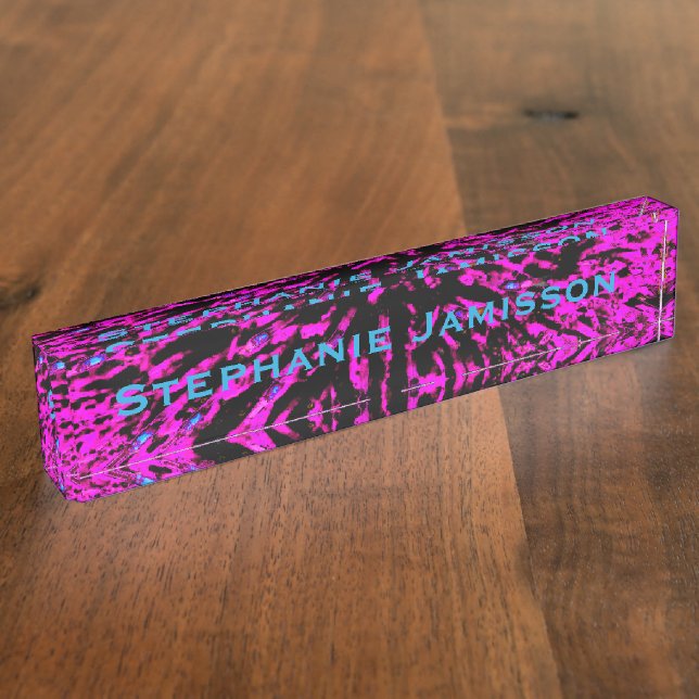 Porte-nom Abrégé sur acrylique roses indien et noir de (Taille)