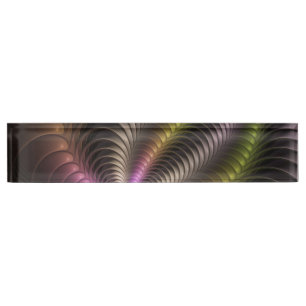 Porte-nom Abstrait brillant Trippy coloré 3D Fractal Art