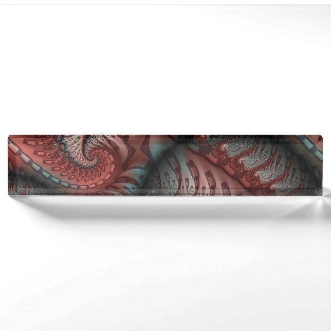 Porte-nom Abstrait Imaginaire dynamique Fractal Art Brown Bl (Devant)