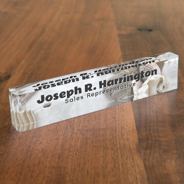 Porte-nom Acrylic Desk Name Plate Seashells  (Taille)