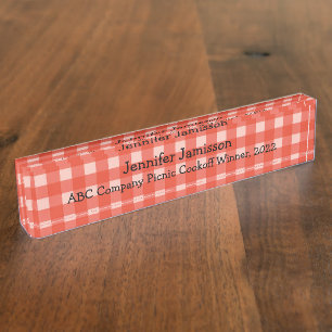 Porte-nom Acrylique rouge et blanche