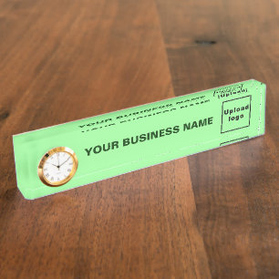 Porte-nom Acrylique Vert Clair Avec Horloge
