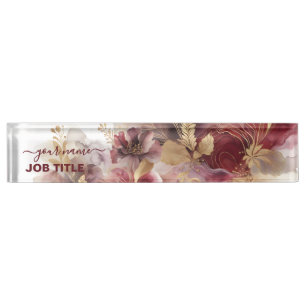 Porte-nom Agate floral de Parties scintillant de Bourgogne e