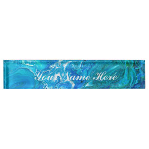 Porte-nom Agate folle élégante 2 de dentelle - Aqua bleu