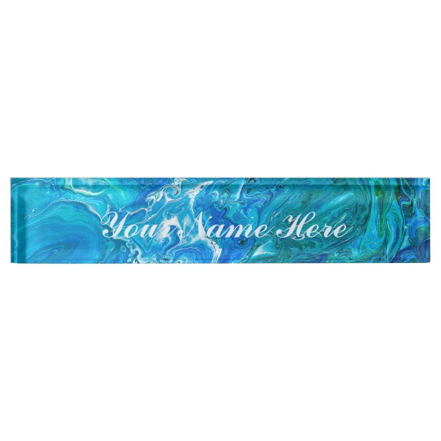 Porte-nom Agate folle élégante 2 de dentelle - Aqua bleu (Devant)