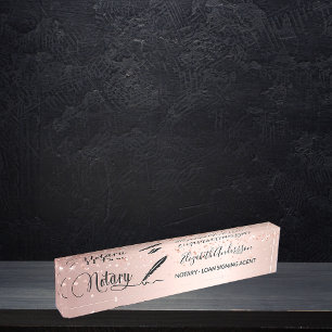 Porte-nom Agent de signature de prêt notaire rose or script