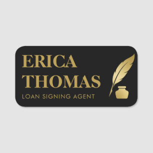 Porte-nom Agent de signature magnétique Noir & Or de luxe