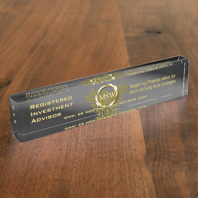 Porte-nom Agent immobilier/thème de luxe d'anneau d'or (Taille)