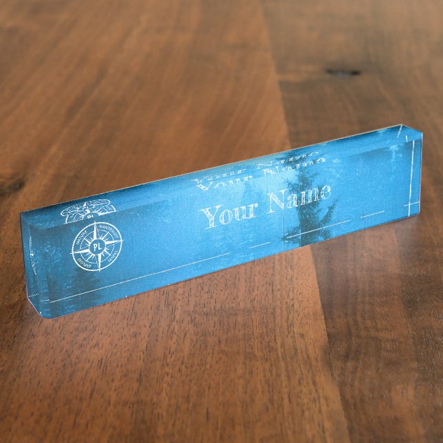 Porte-nom Aiguille de compas monogramme brouillard dans la f (Taille)