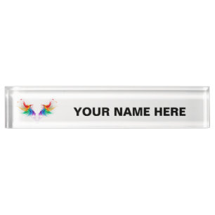 Porte-nom Ailes fluffy arc-en-ciel