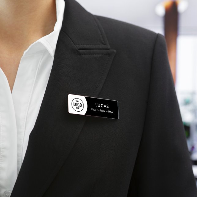 Porte-nom Ajouter Logo Moderne Simple Élégant Magnet noir Ti (Créateur téléchargé)