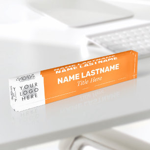 Porte-nom Ajouter Logo Nom Moderne Titre Simple Bright Orang