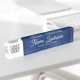 Porte-nom Ajouter Logo Script Calligraphie Titre Marine Blue