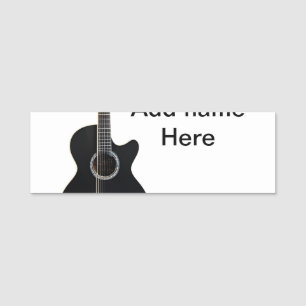 Porte-nom Ajouter votre nom texte brun acoustique guitare éd