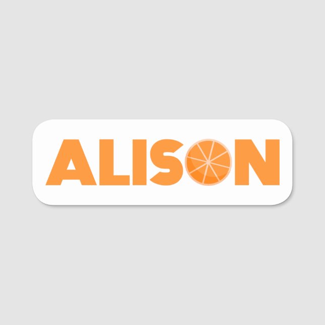 Porte-nom Alison Orange (Devant)