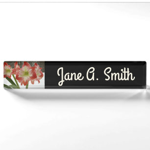 Porte-nom Amaryllis en Fête Rouge Neige Hiver Floral