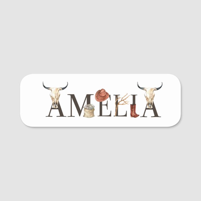 Porte-nom Amelia cowboy girl, Western Cowgirls, Cowboy girl (Devant)