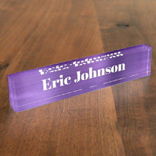 Porte-nom Améthyste Violet Faux Feuille Moderne Gras