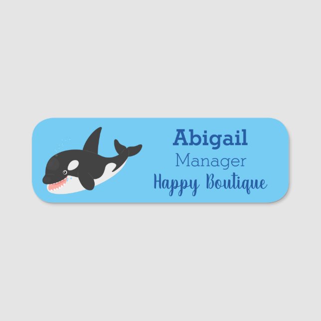 Porte-nom Amusante baleine orque mignonne dessin animé (Devant)