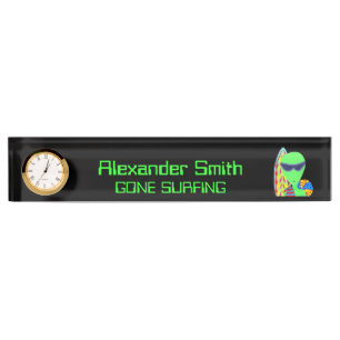 Porte-nom Amusement étranger surfant allé drôle de bureau