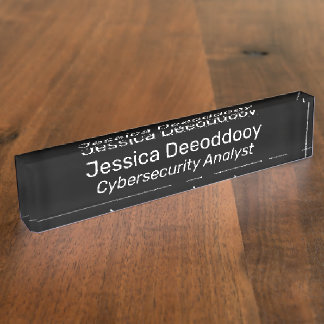 Porte-nom Analyste en cybersécurité en acrylique noir
