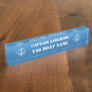 Porte-nom Ancre de boussole nautique Capitaine et bateau