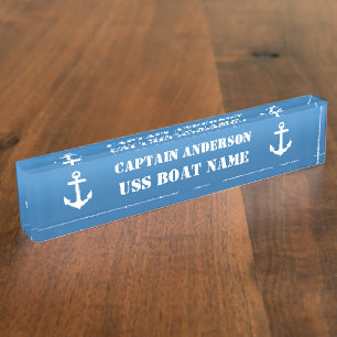 Porte-nom Ancre nautique classique Capitaine et bateau