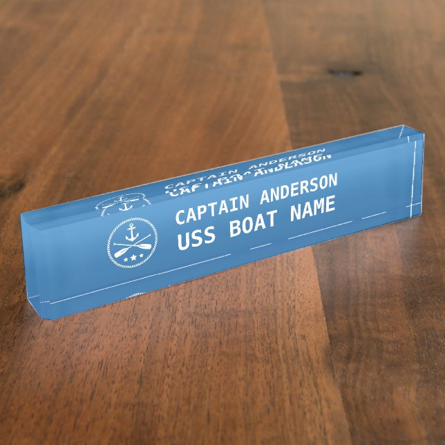 Porte-nom Ancre nautique et avars Capitaine et bateau (Taille)