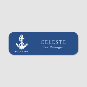 Porte-nom Ancre nautique Nom du bateau Bleu magnétique